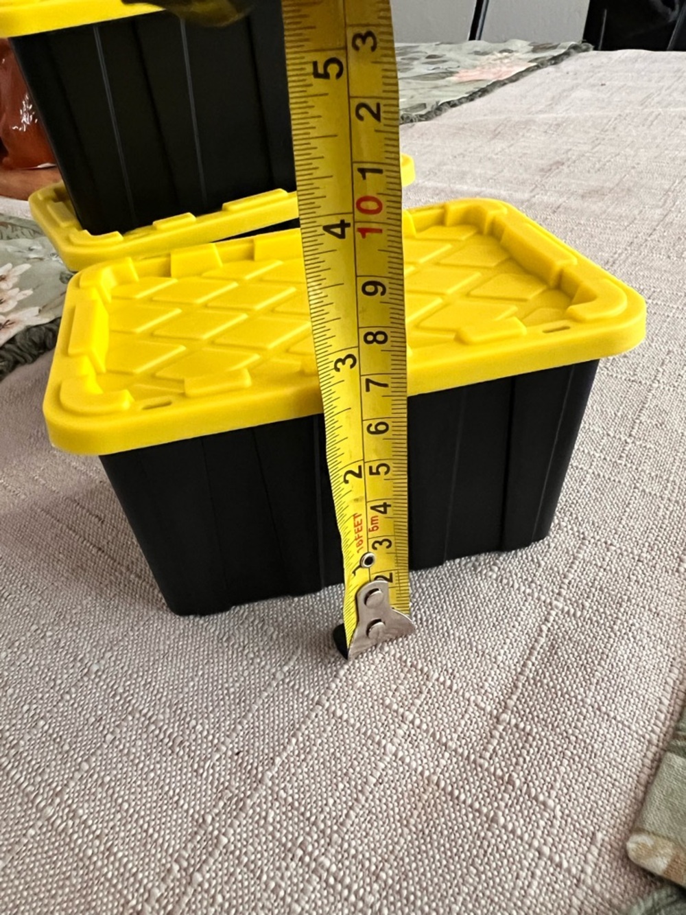Durable Black Storage Bin with Yellow Lid - Multipurpose Home Accent